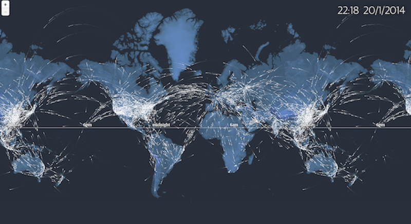 Illustration for article titled An interactive map of every plane in the air right now